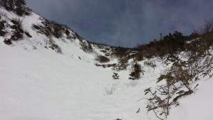 Looking at the top of Right Gully from about 2/3 up.
