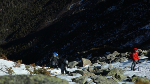 Snowshoers topping out Hillman's Highway